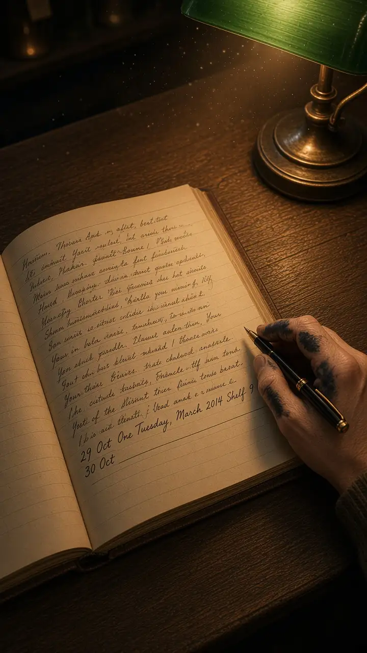 The ledger under the lamp